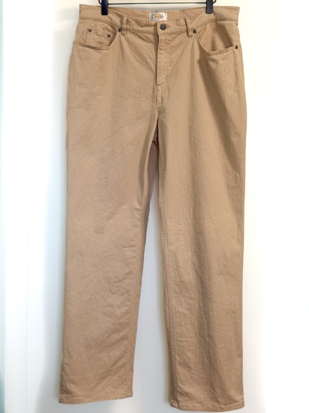 Talbots Stretch Khaki Straight Leg Jeans Womens 14 31x34 Cotton